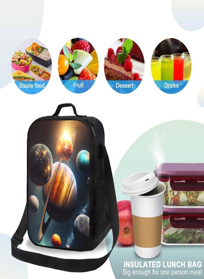 PAUSEBOLL Galaxy Solar System Kids Lunch Box Planets in Outer Space Lunch Bags for Boys Girls Reusable Portable Waterproof Lunch Bags with Adjustable Shoulder Strap and Side Pocket - Image 5